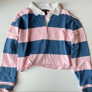 Long sleeve cropped polo